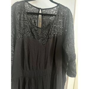 Torrid size 5 solid black romper jumpsuit with lace detail